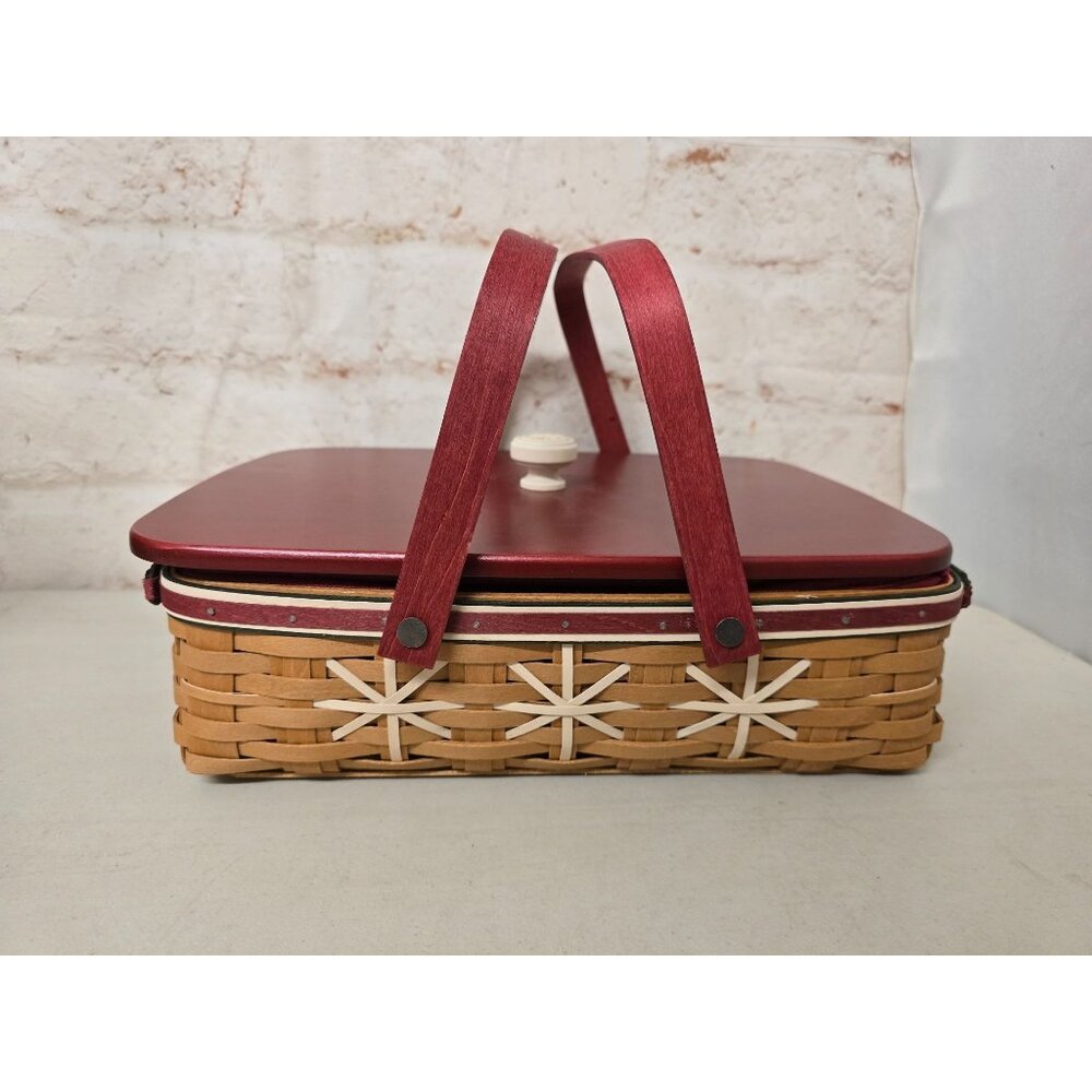 Longaberger 2009 Christmas Cookie Basket Large Smowflake  Lid Liner & Protector